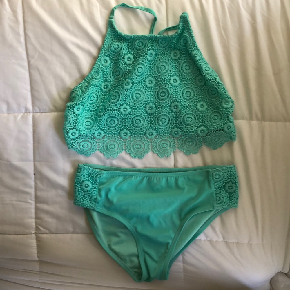 Justice girls crochet lace bathing suit